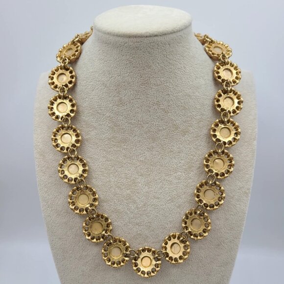 J Crew Pinkish Neutral Enamel with Citrine Colored Crystals Cupcake Necklace - Picture 2 of 11